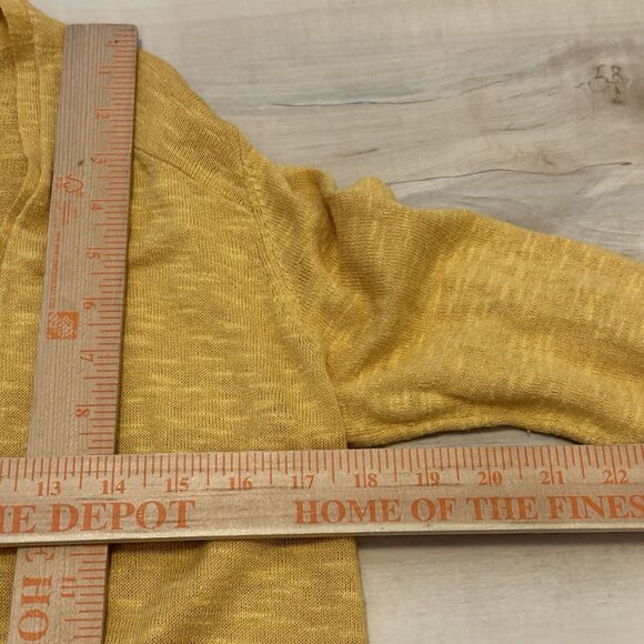 Eileen Fisher Petite Sm Sweater Open Cardigan Cotton Linen Slub Knit Yellow - Picture 7 of 8